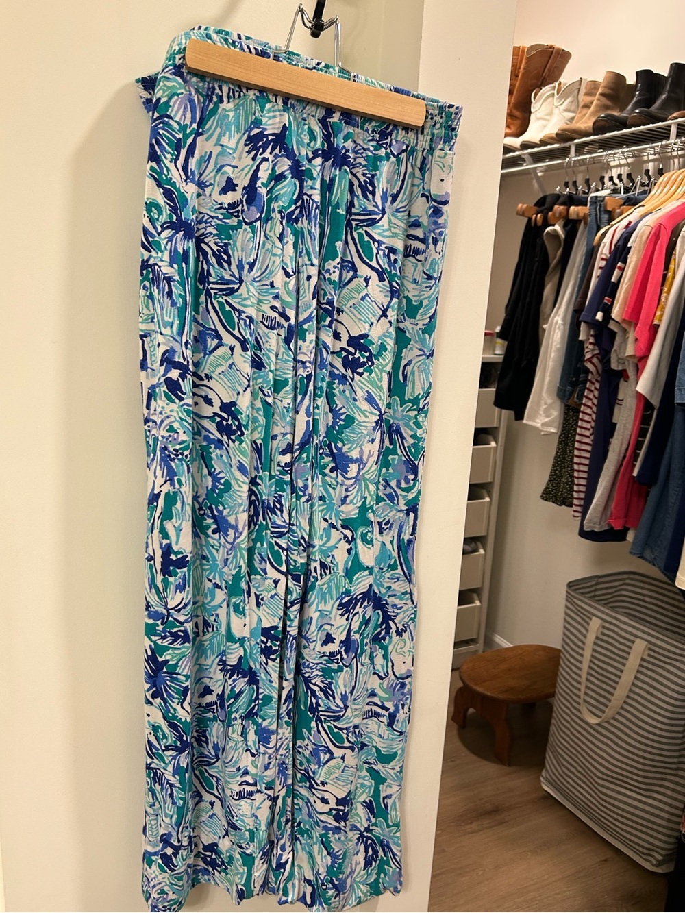 Lilly Pulitzer Palazzo Blue Floral Wide-Leg Pants